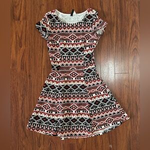 H&M Geometric Red and Black Mini Dress